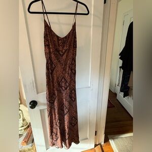 PAIGE Slipdress in Black and Rust Geo Print